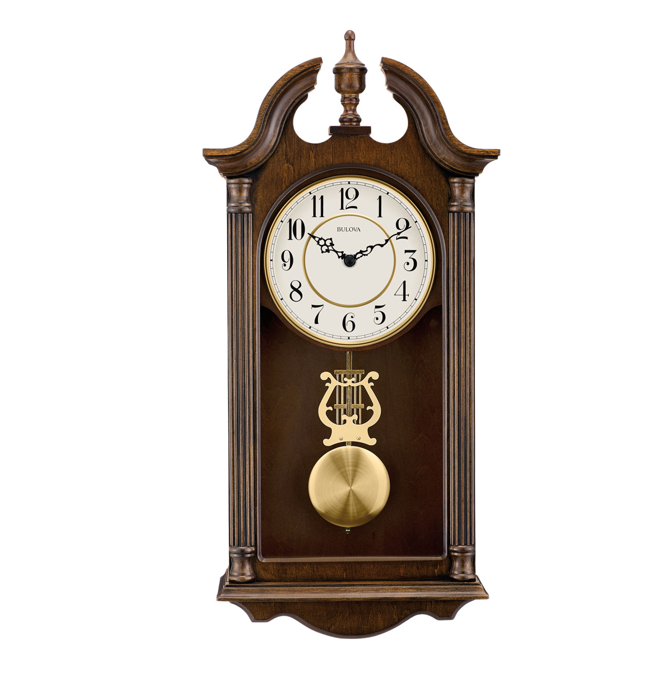 Bulova Saybrook Hardwood Cherry Finish Chime Pendulum Wall Clock C1517 